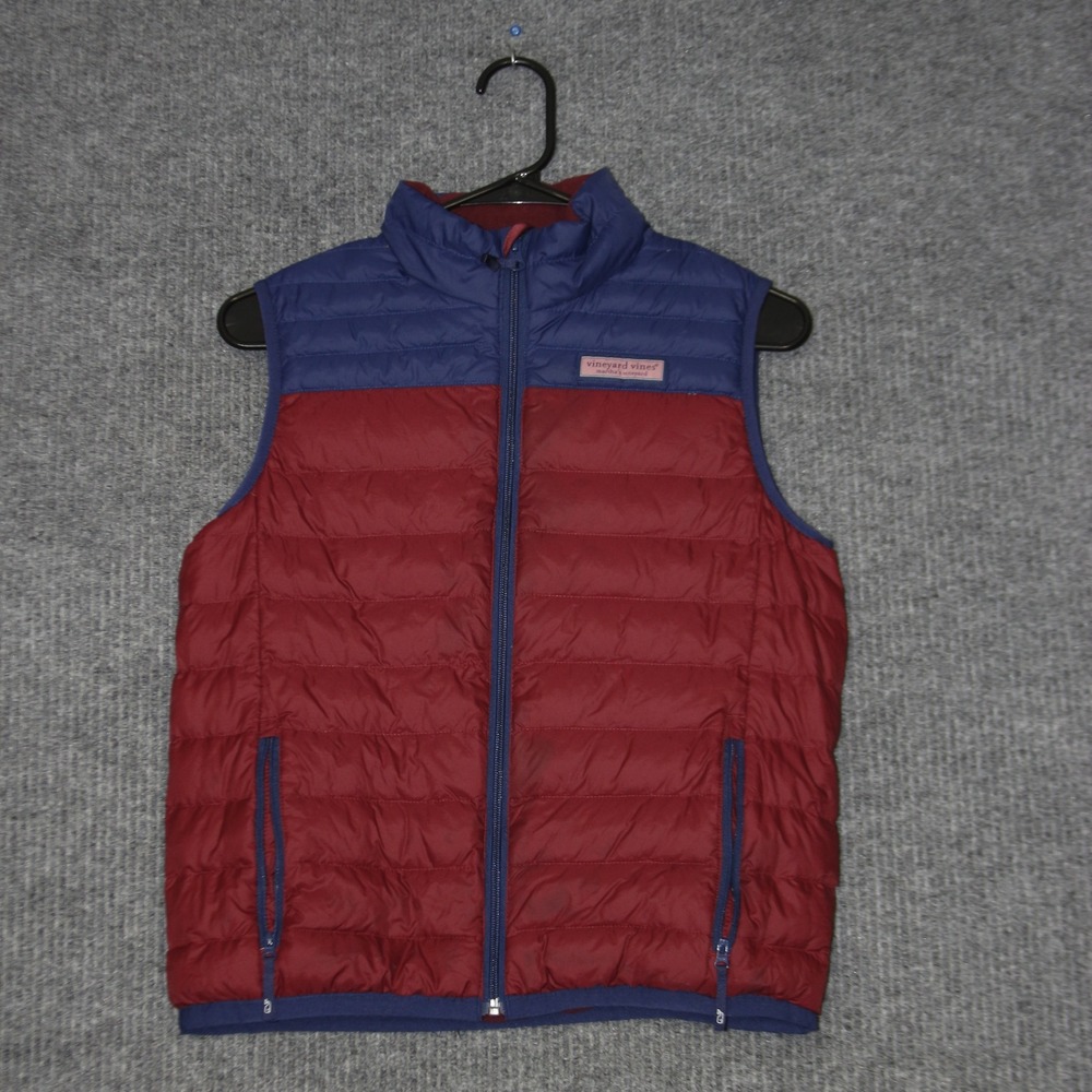 Vineyard‎ Vines Performance Puffer Vest Boys L 16 Red Blue Down Insulated Puffer